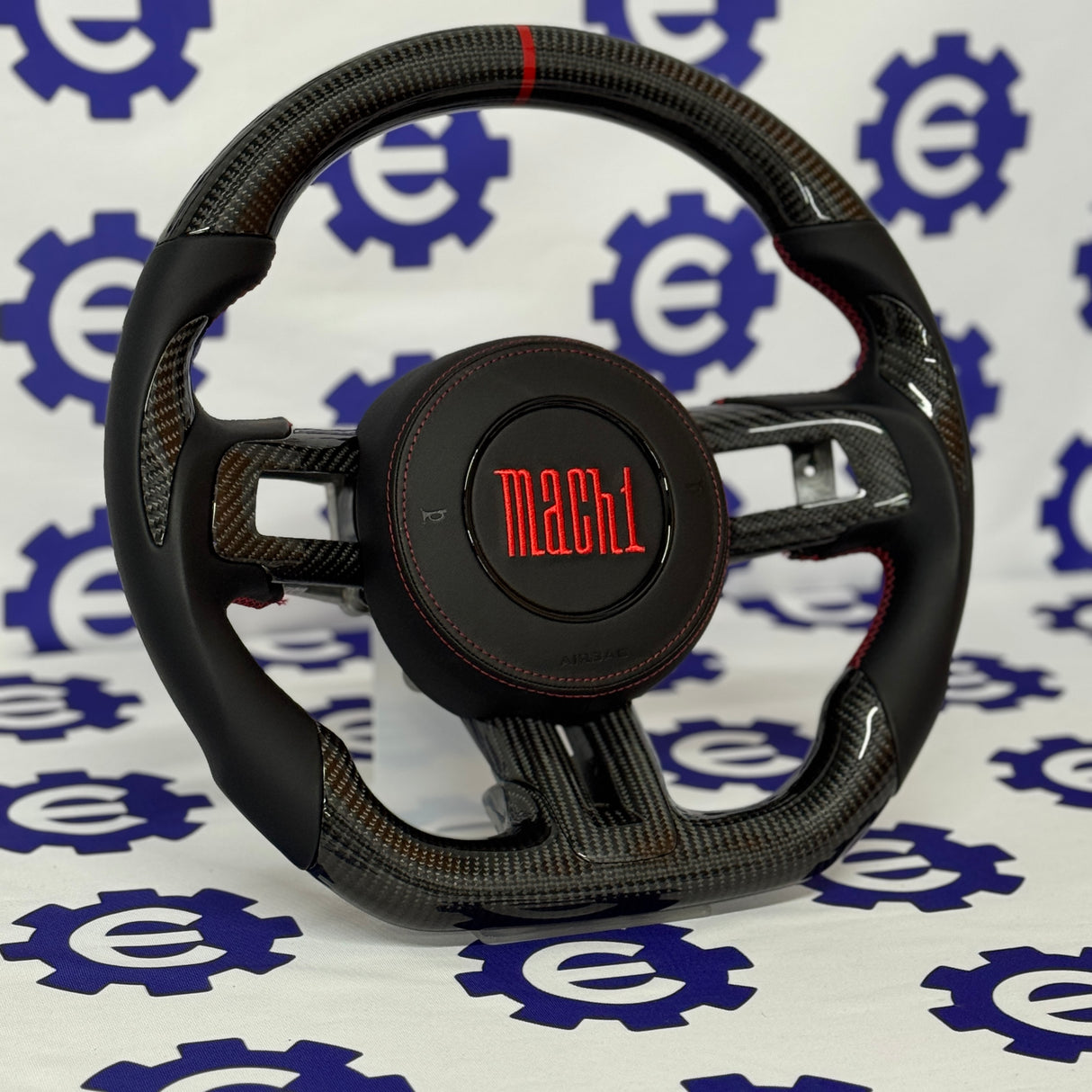 2015-2023 Ford Mustang Mach 1 Carbon Fiber Steering Wheel + Airbag Cover - Preset
