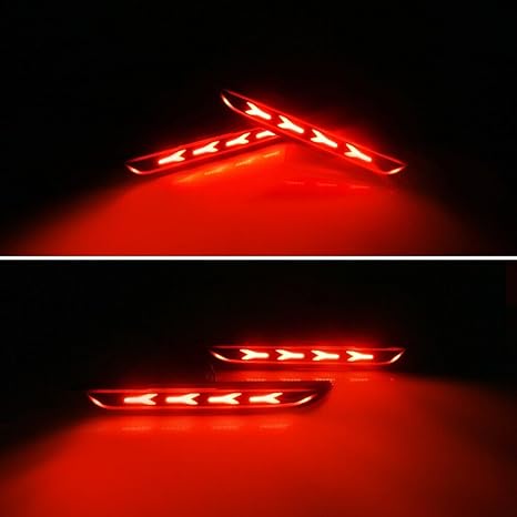 2x Smoked Lens Red Rear Side Marker Lights Kit Black ABS Housing Bulbs 2015-2023