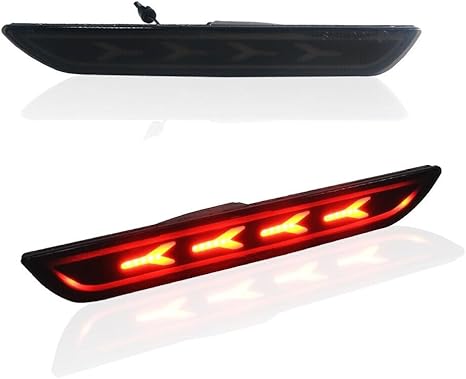2x Smoked Lens Red Rear Side Marker Lights Kit Black ABS Housing Bulbs 2015-2023