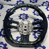 2015-2023 Ford Mustang Forged Carbon Fiber Steering Wheel + Green Flakes - Preset