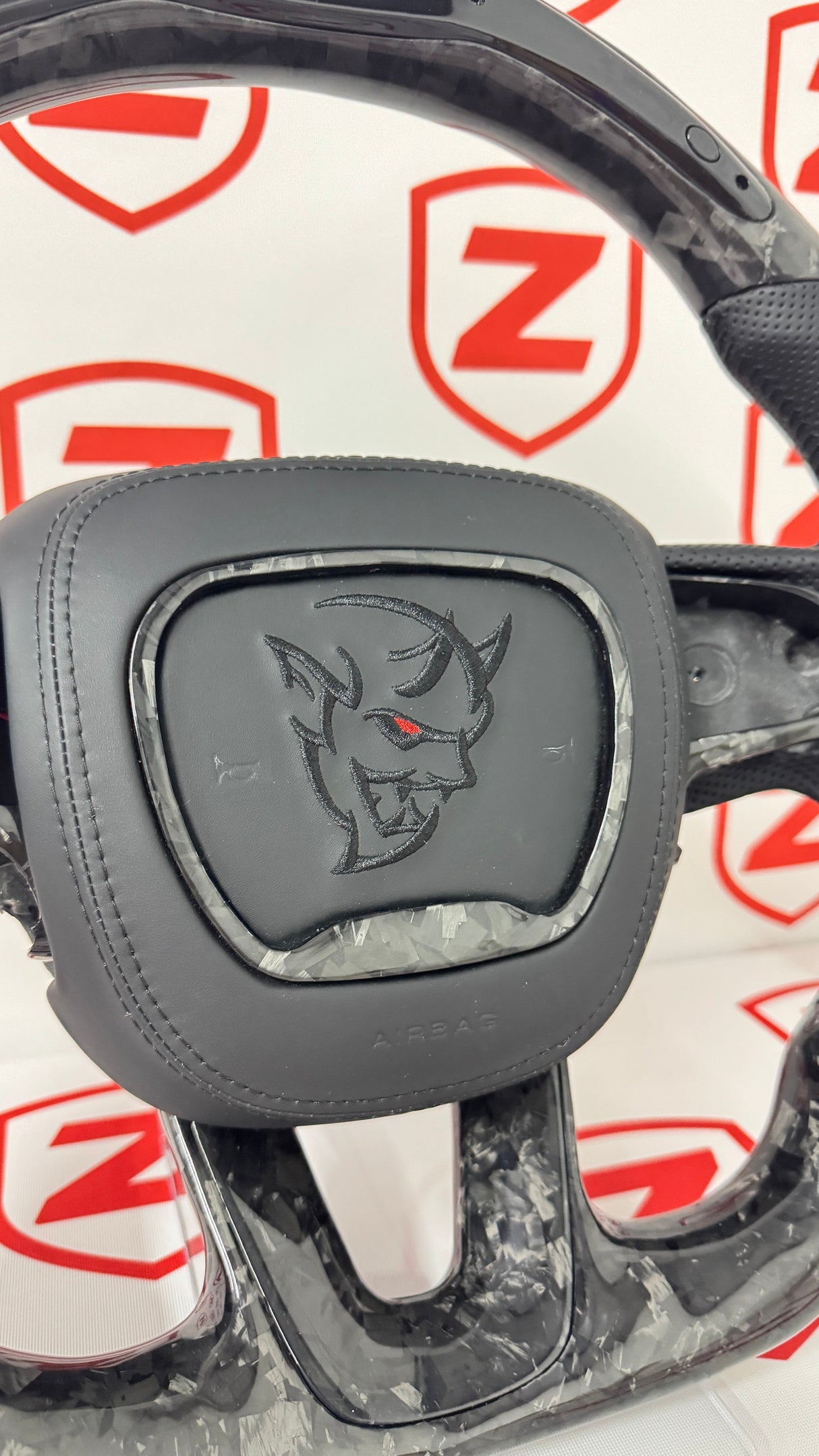 2015-2023 Dodge Charger/Challenger/Durango Demon Carbon Fiber Steering Wheel + Led Screen + Airbag Cover - Preset