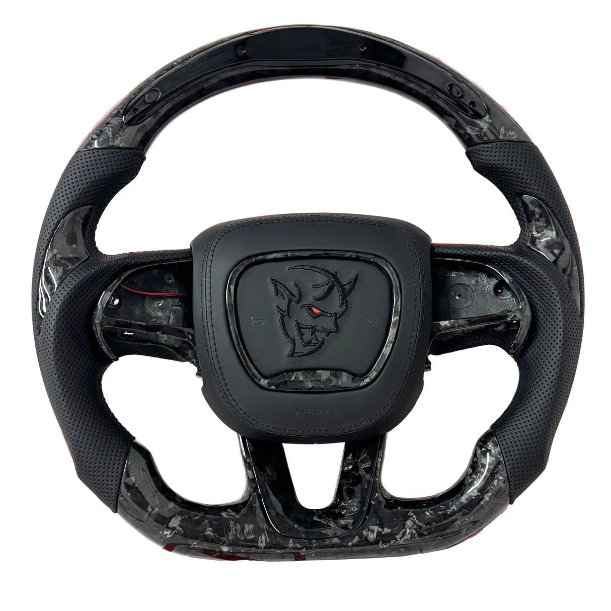 2015-2023 Dodge Charger/Challenger/Durango Demon Carbon Fiber Steering Wheel + Led Screen + Airbag Cover - Preset
