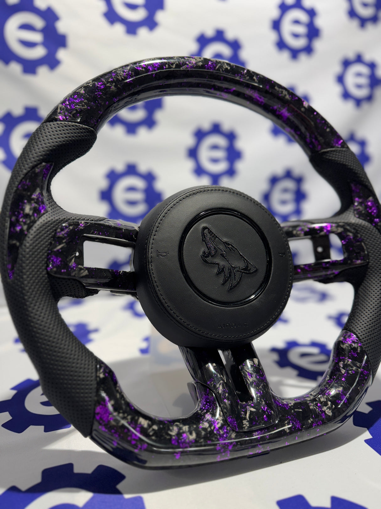 2015-2023 Ford Mustang Carbon Fiber Steering Wheel + Airbag Cover - Preset