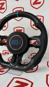 2015-2023 Mustang Mach 1 Carbon Fiber Steering Wheel (Grabber Blue)- Preset