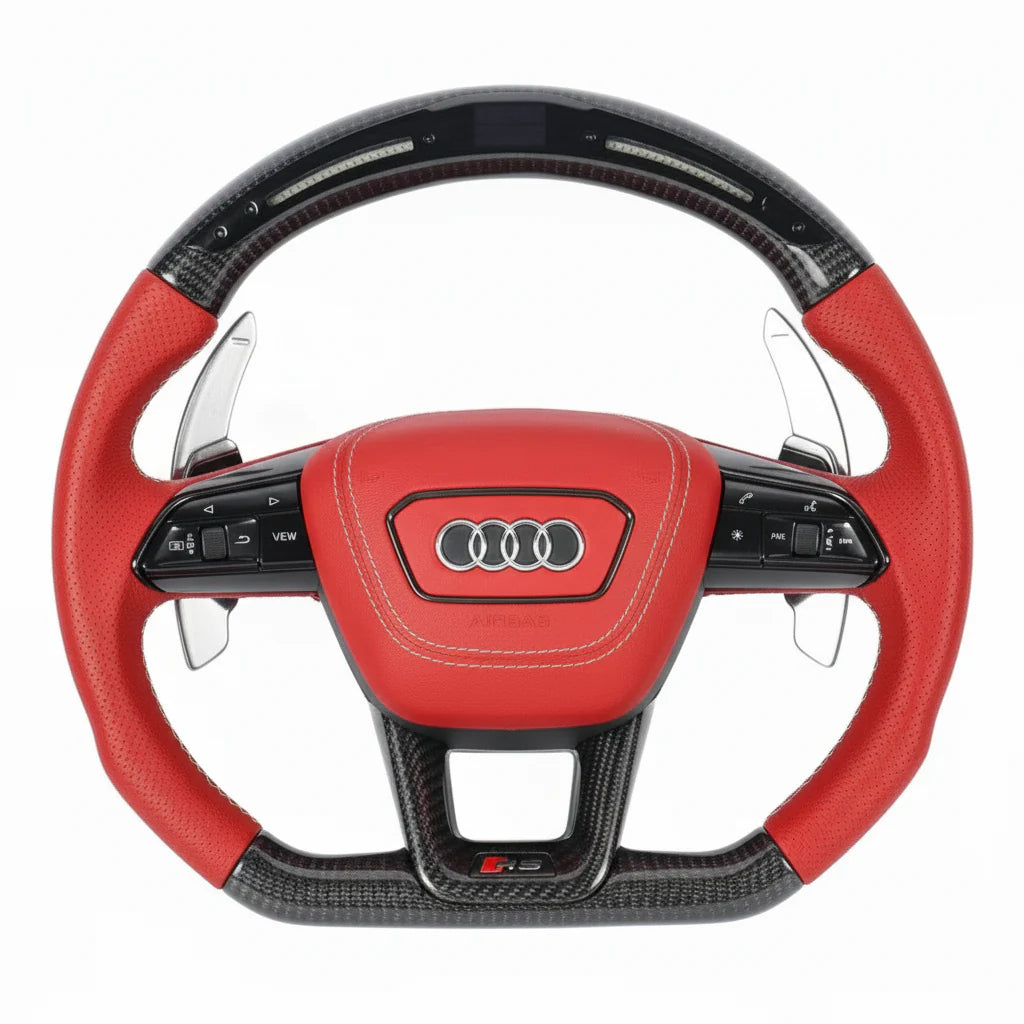 2010-2021 Audi RS6 / RS7 / RSQ8 Style Carbon Fiber Steering Wheel - Customizable