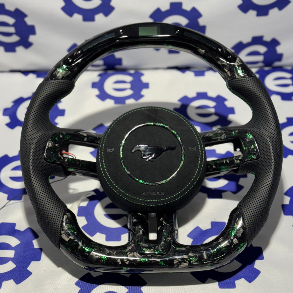 2015-2023 Ford Mustang Carbon Fiber Steering Wheel + Airbag Cover - Preset