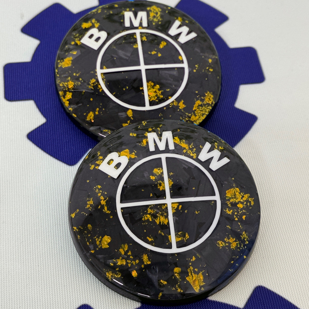 BMW Forged Carbon Fiber Roundel with Gold Flakes (Pair)