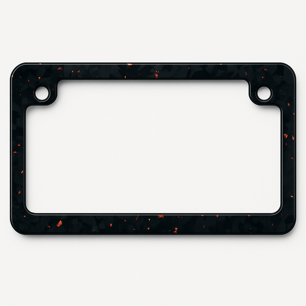 Motorcycle - Red Flaked Forged Carbon Fiber License Plate Frame