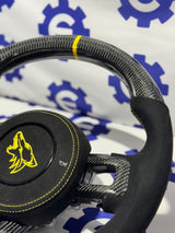 2015-2023 Ford Mustang Carbon Fiber Steering Wheel + Airbag Cover - Preset