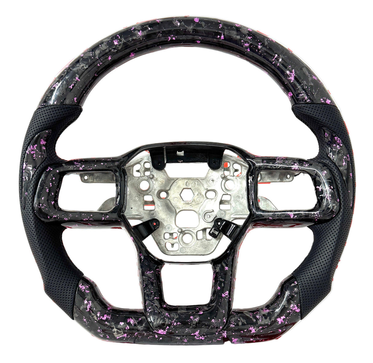 2024+ Ford Mustang Forged Carbon Fiber Steering Wheel + Pink Flakes - Preset