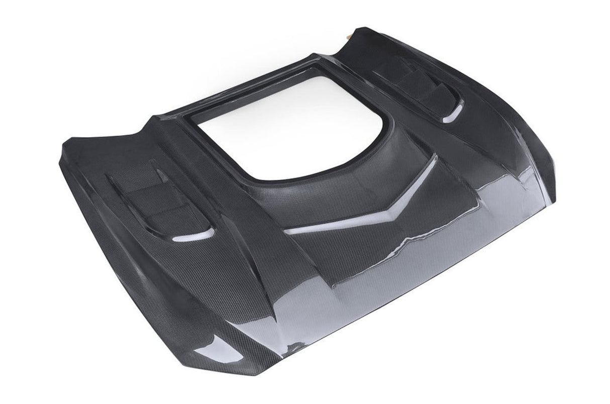 Carbon Fiber Glass Transparent Hood Stage 2 ( Raised 2 inches ) for Ford Mustang 2015- 2017