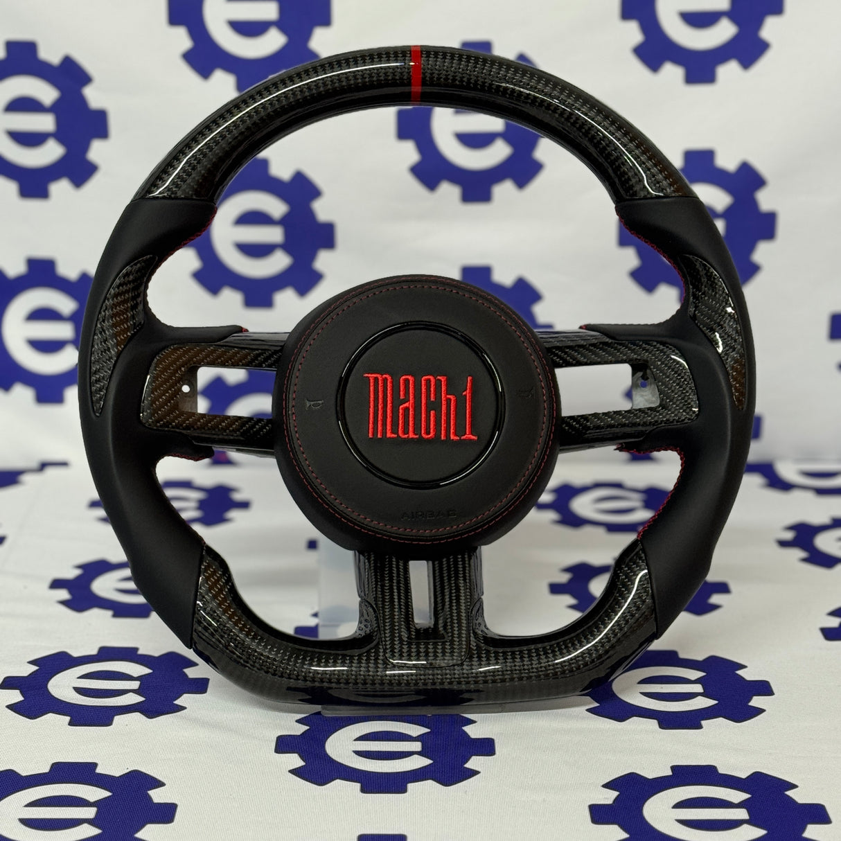 2015-2023 Ford Mustang Mach 1 Carbon Fiber Steering Wheel + Airbag Cover - Preset