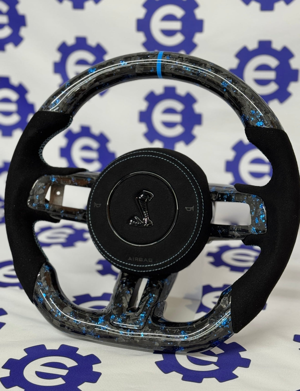 2015-2023 Shelby GT350/GT500 Carbon Fiber Steering Wheel + Airbag Cover - Preset