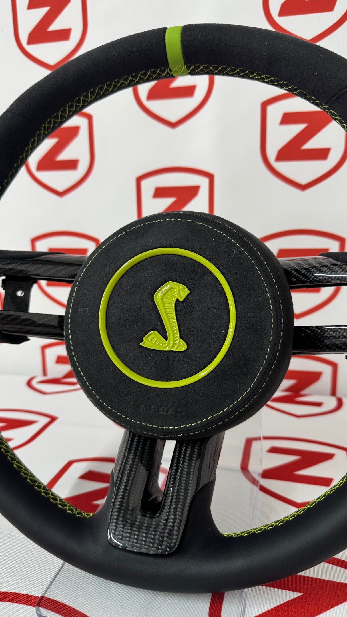 2015-2023 Shelby GT350/GT500 Carbon Fiber Steering Wheel + Airbag Cover - Preset