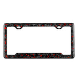 Red Flaked Forged Carbon Fiber License Plate Frame