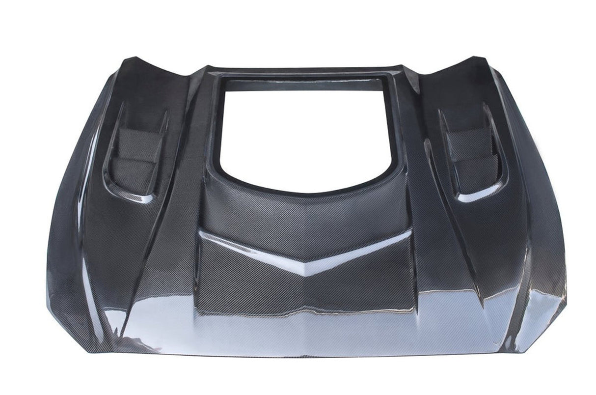 Carbon Fiber Glass Transparent Hood Stage 2 ( Raised 2 inches ) for Ford Mustang 2015- 2017