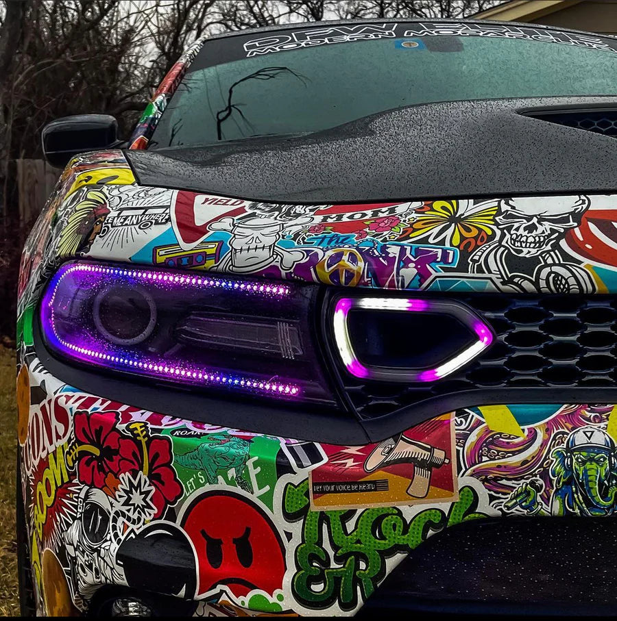2015-2023 Dodge Charger RGBW Flow Series LED Grill Snorkel Lights