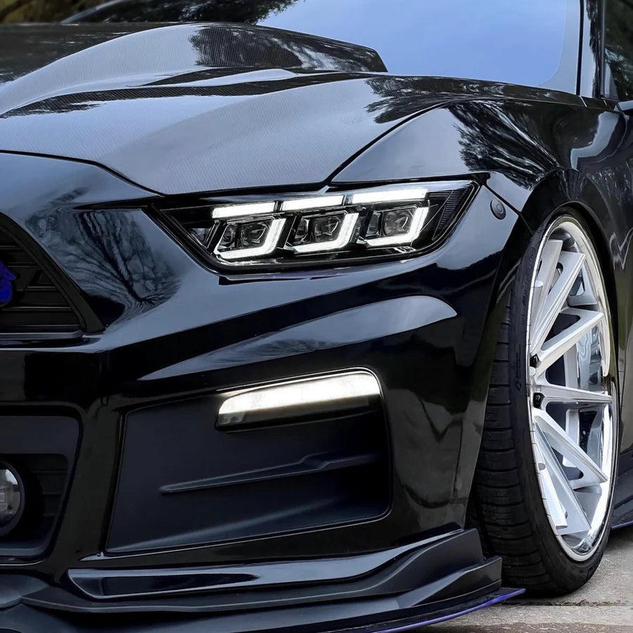 2015-2017 Ford Mustang Animated Scanning Tri-Beam LED DRL Projector Headlights