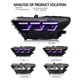 2015-2017 Ford Mustang RGB S650 Style Headlights - Flow Series