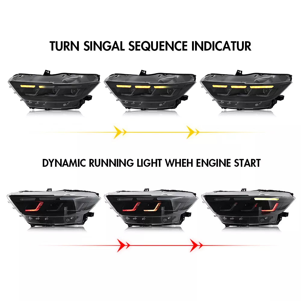 2015-2017 Ford Mustang RGB S650 Style Headlights - Flow Series