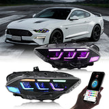 2018-2023 Ford Mustang RGB S650 Style Headlights - Flow Series