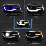 RGB Dual Beam Headlights For Chevrolet Camaro 5th Gen 2014 2015